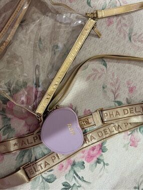 Gold Clear Crossbody with Lavender Coin Pouch Sorority Bag